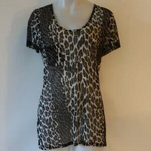 Theory animal print Short Sleeve sheer blouse size S